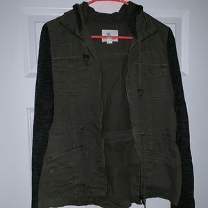 Zip up layered hoodie